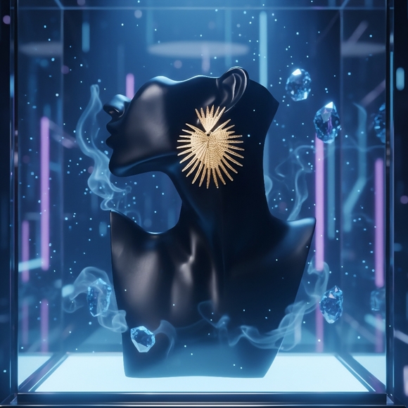 🆕️Golden Sunburst Boho Spikes Heart Trendy Statement Earrings - Bold & Chic ☀️ - Picture 9 of 11